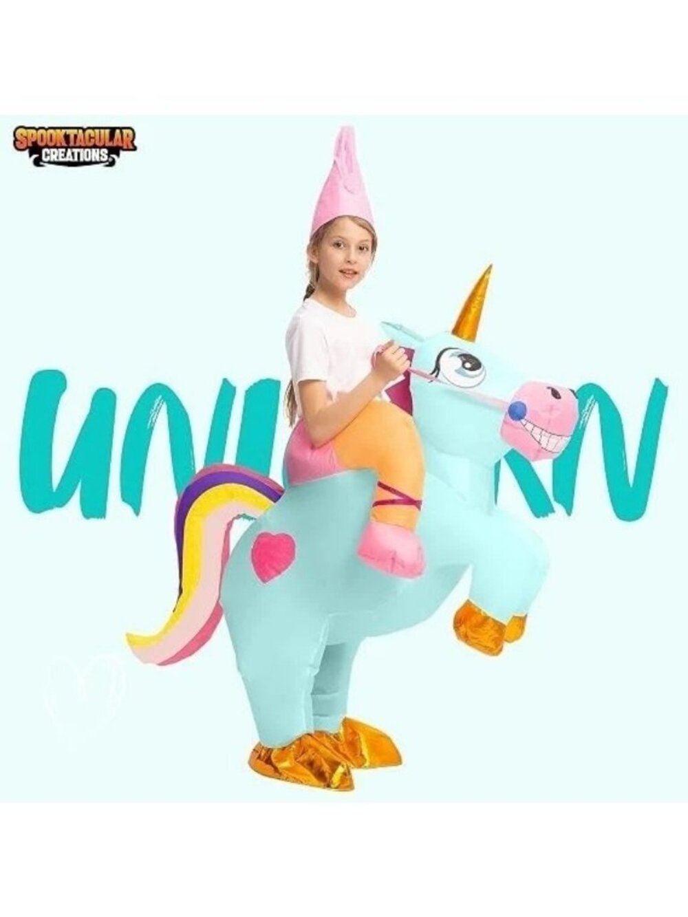 Spooktacular Creations Riding a Unicorn Kids Inflatable Halloween Costume OS